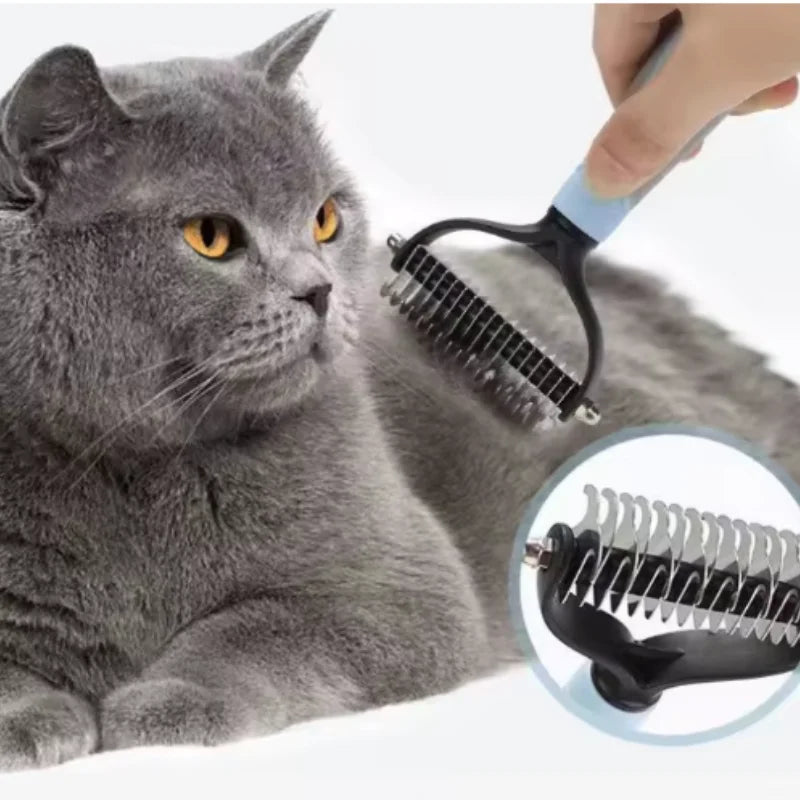 Double Sided Stainless Steel Pet Deshedding Comb Grooming Tool
