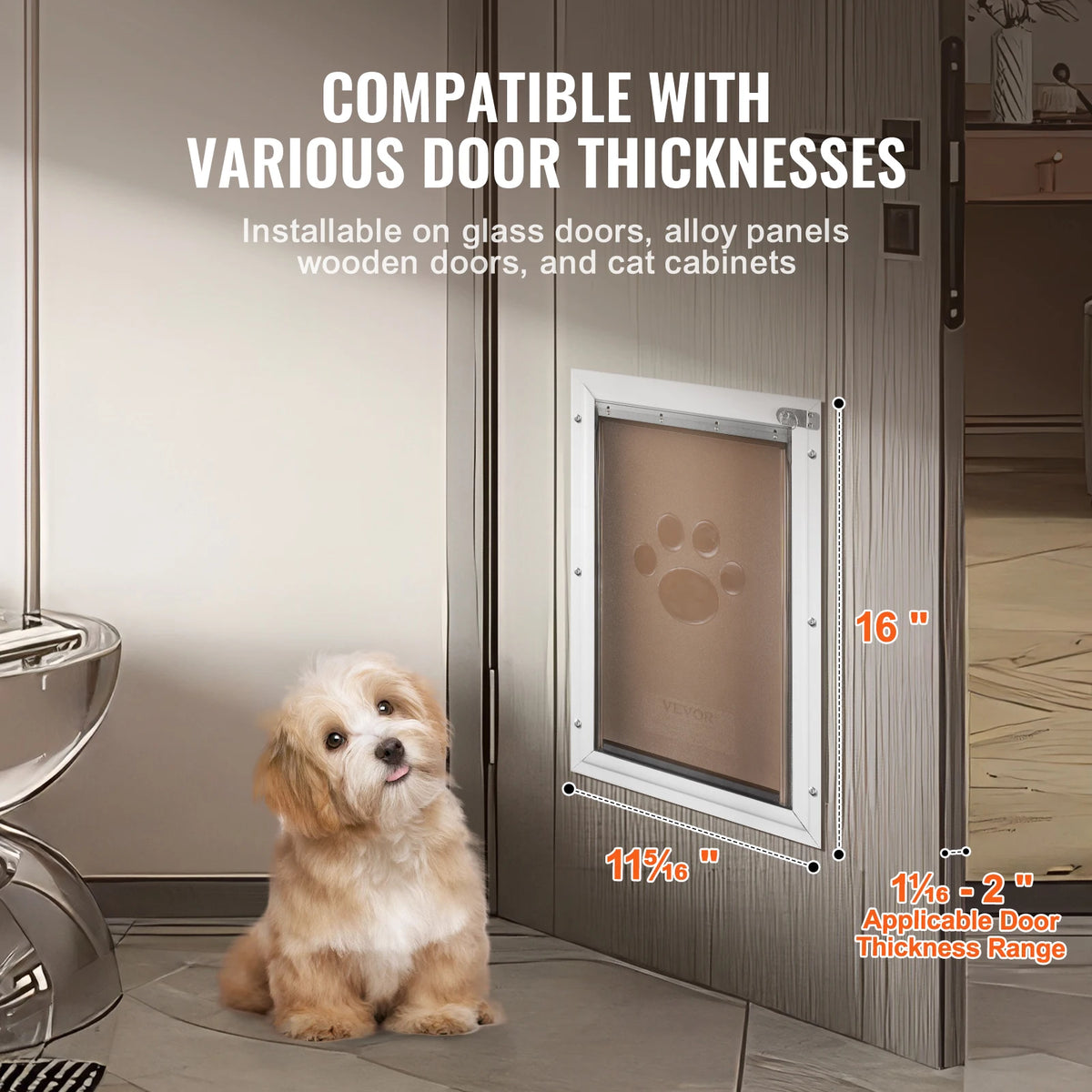 Weatherproof Aluminum Pet Door With Secure Locking Flap