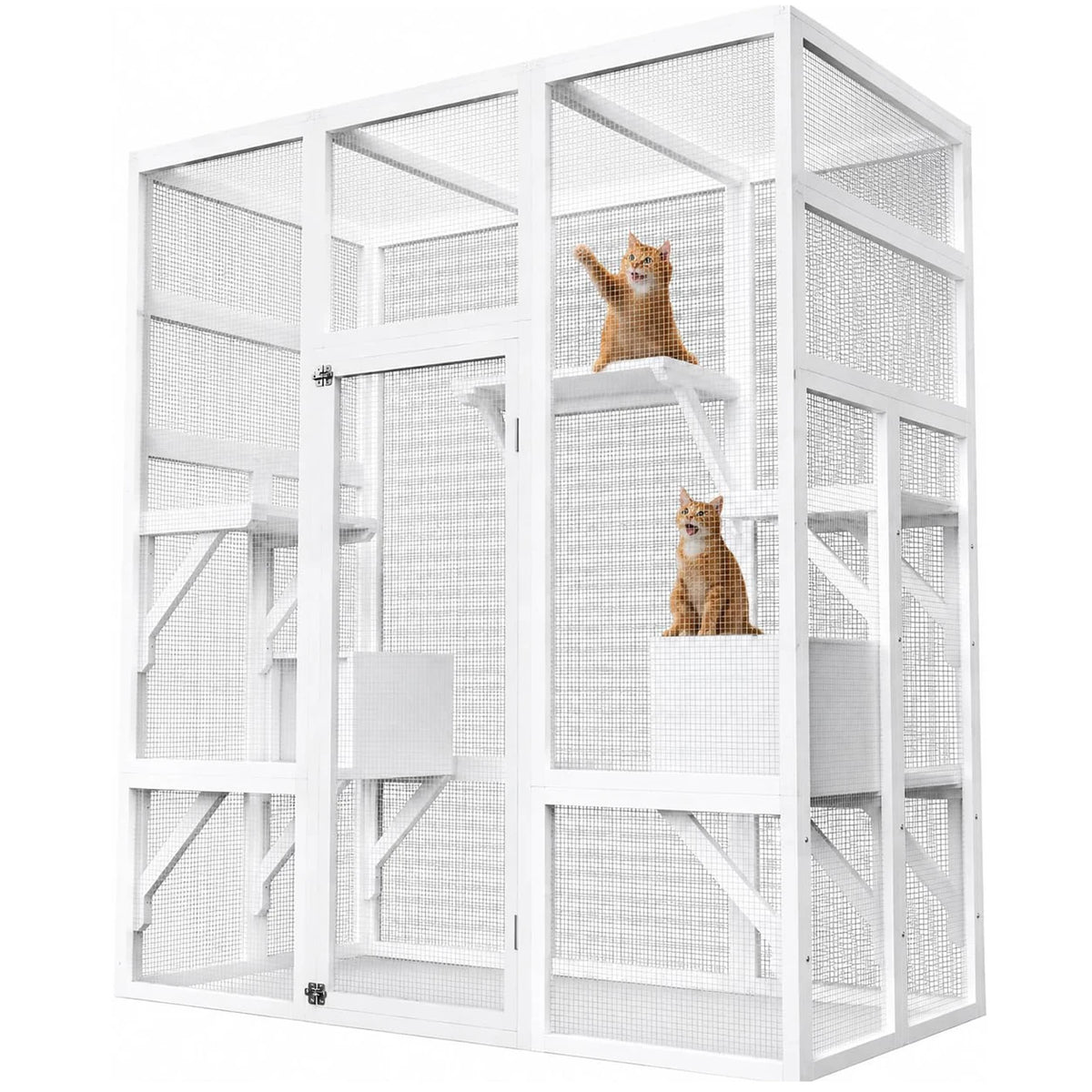 HiMISS Outdoor Wooden Catio Cat Enclosure With Waterproof Roof