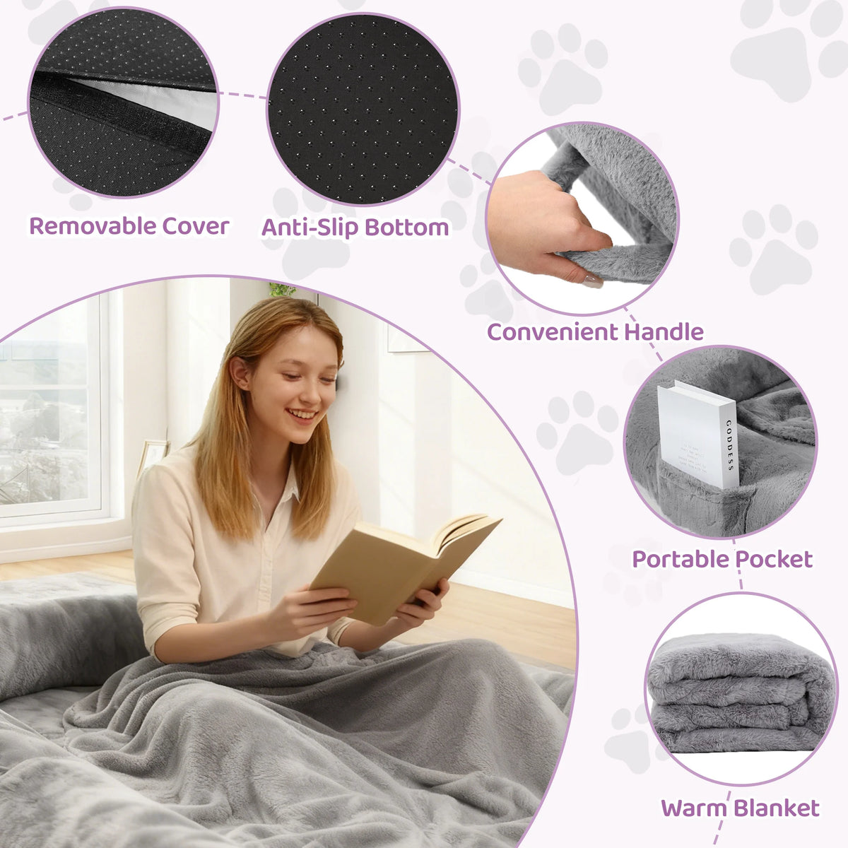 Human Sized Orthopedic Dog Bed With Removable Faux Fur Cover