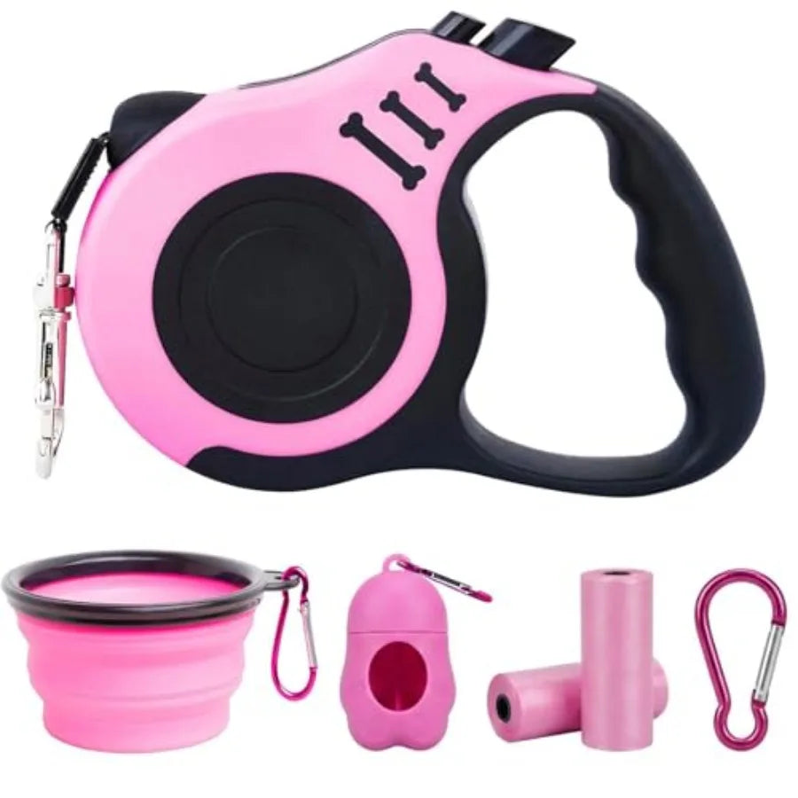 Retractable Dog Leash Set With Folding Bowl And Waste Bags