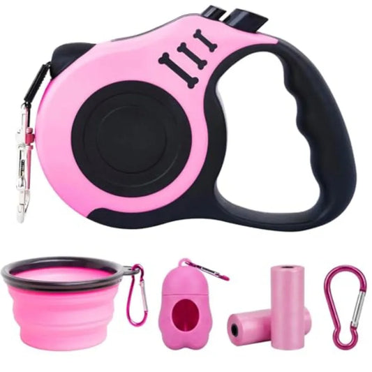 Retractable Dog Leash Set With Folding Bowl And Waste Bags