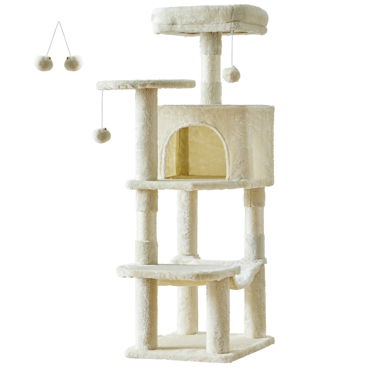 JHK Sturdy Multi Tier Cat Tree With Natural Sisal Posts