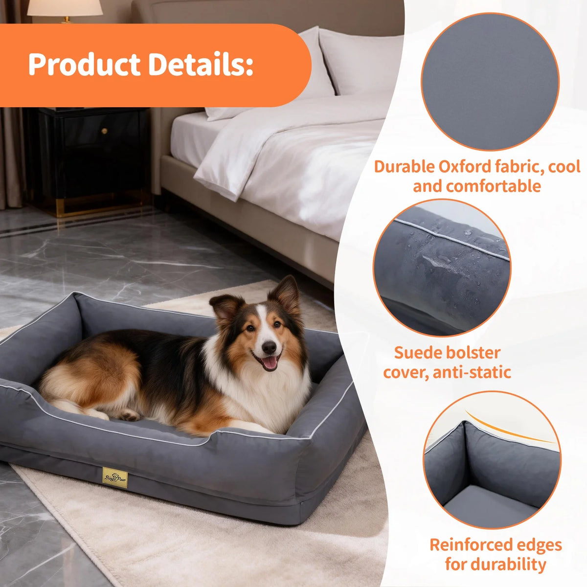 BINGOPAW Orthopedic Dog Sofa Bed With Washable Cover And Bolsters