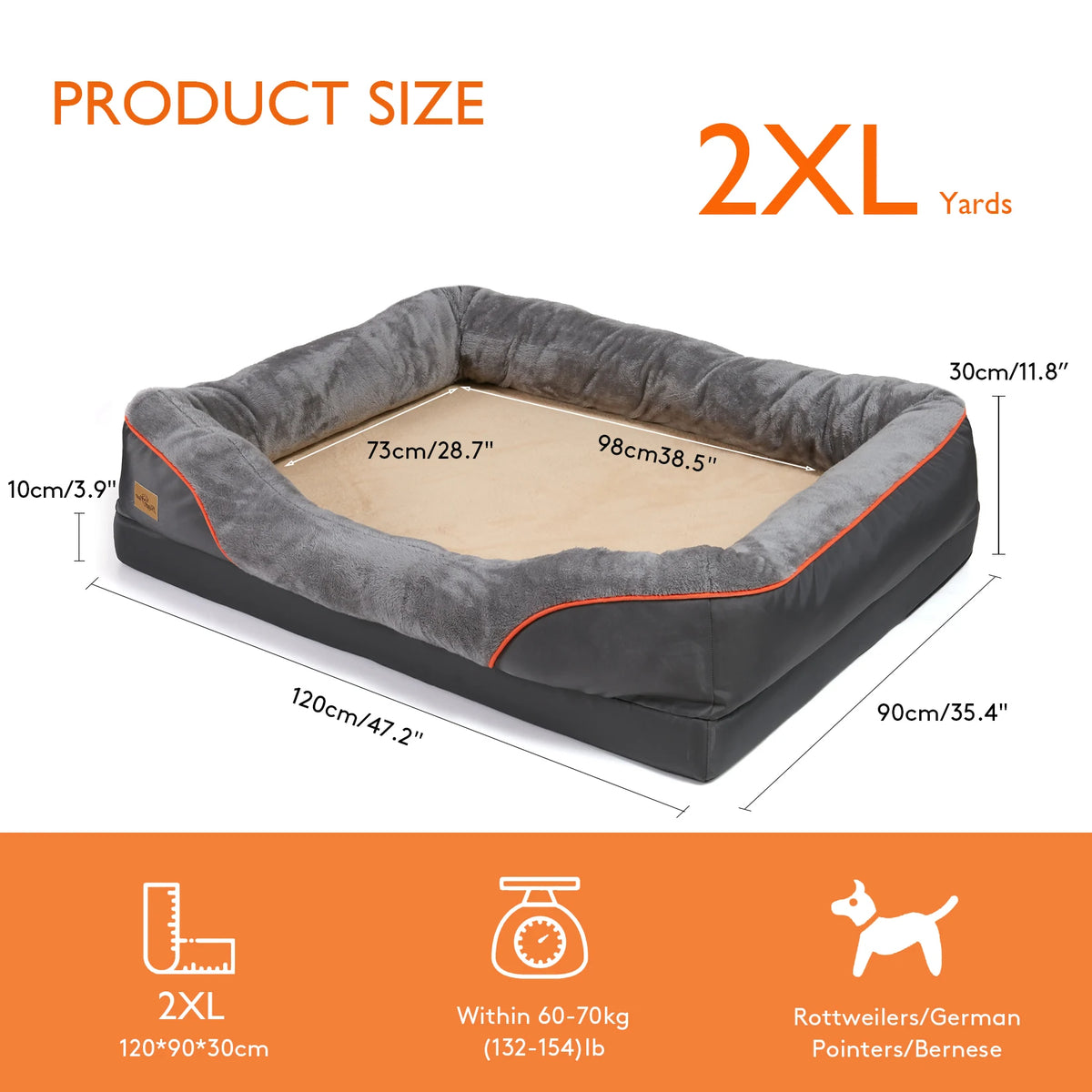 Bingopaw Soft Dog Bed With Removable Washable Waterproof Fleece Cover