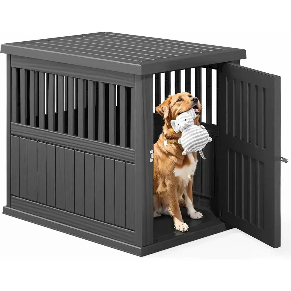 Dual Purpose Resin Dog Crate End Table for Indoor Outdoor