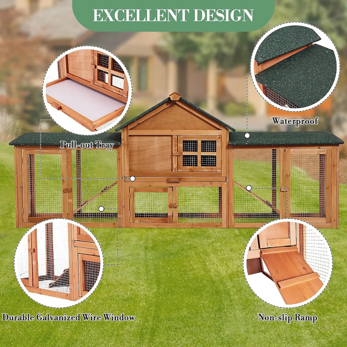 Garvee Premium Wooden Poultry Hutch For Domestic Pets