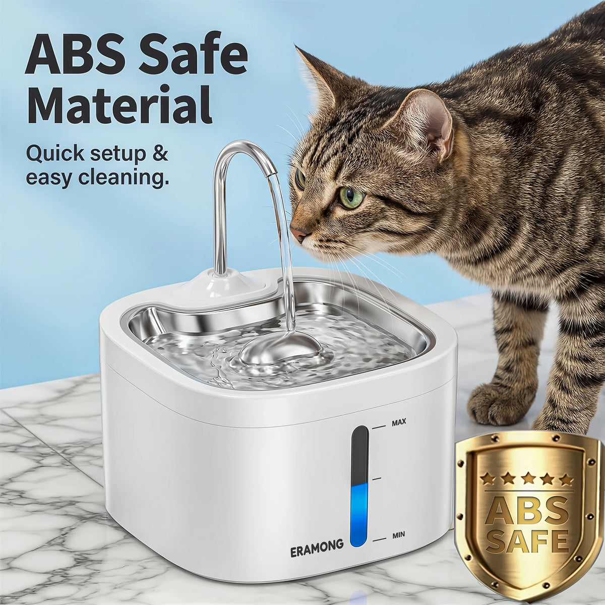 Automatic Stainless Steel Cat Water Fountain With Water Dispenser