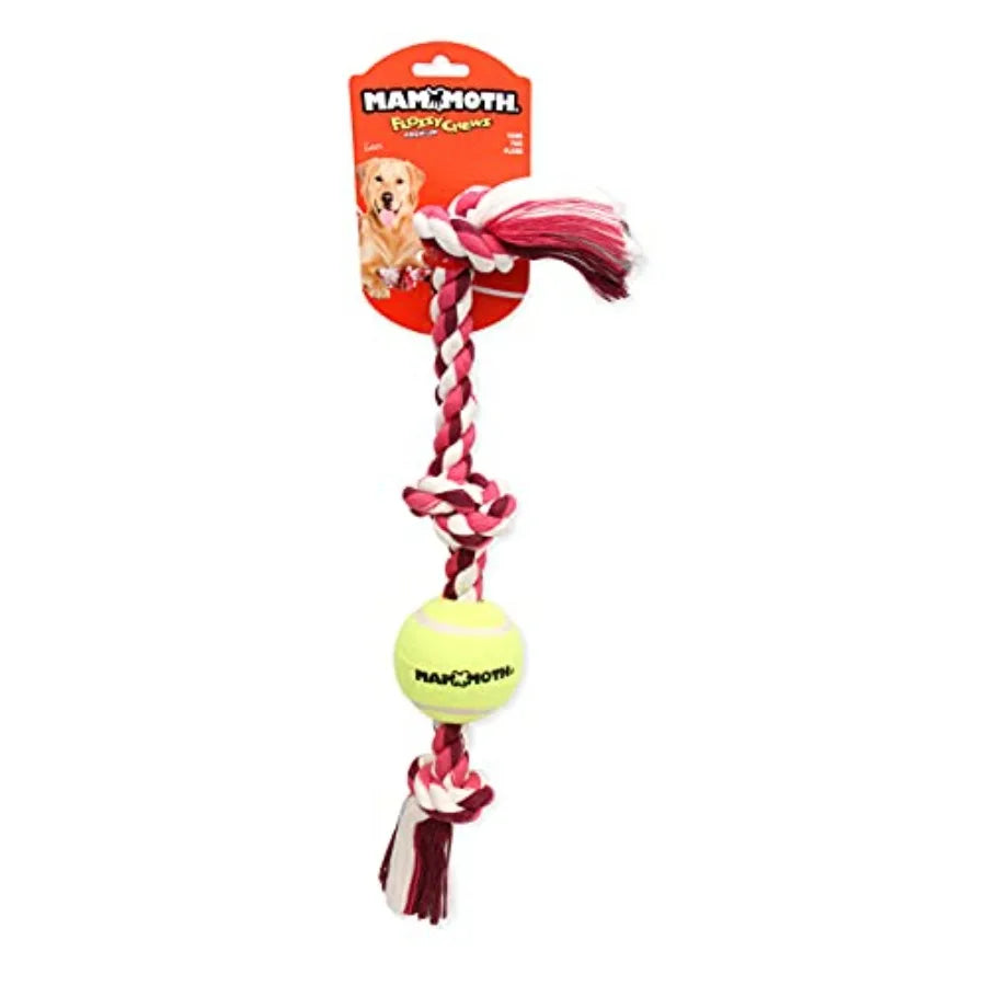 Mammoth Premium Interactive Dog Rope Tug Toy With Tennis Ball