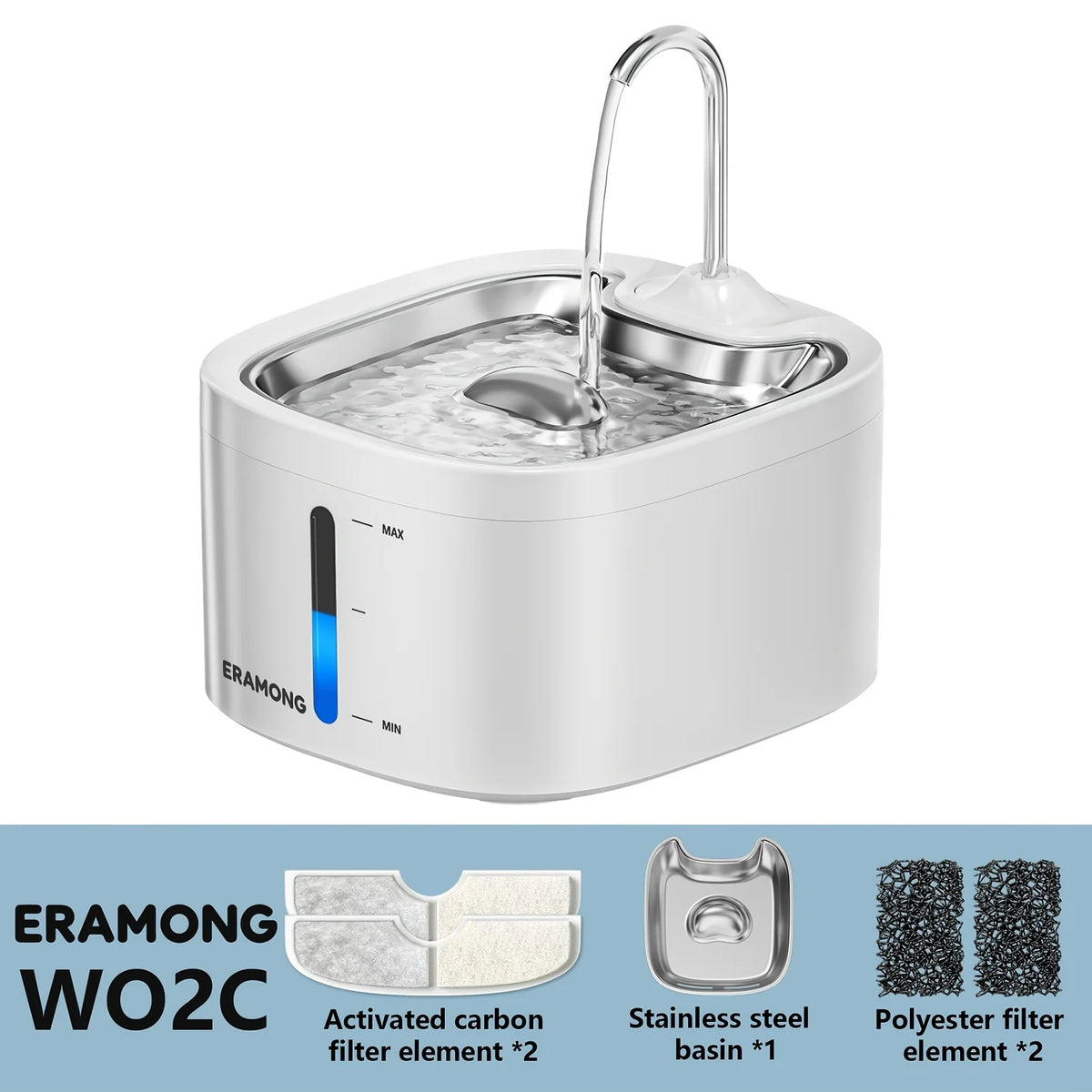 Automatic Stainless Steel Cat Water Fountain With Water Dispenser