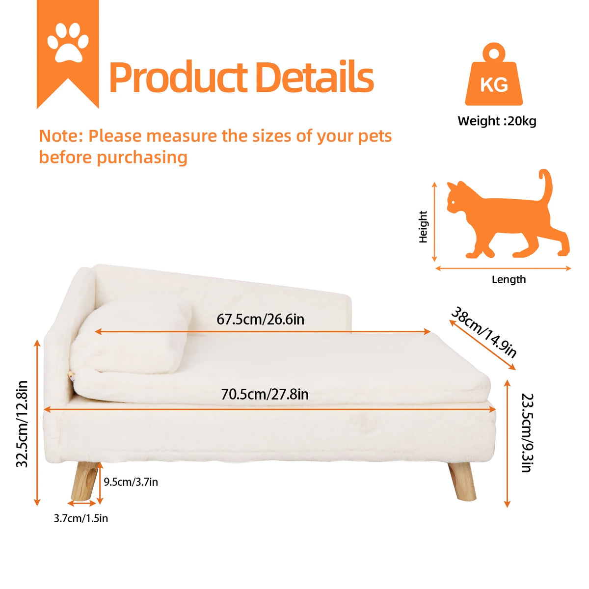 Borwart Elevated Dog Sofa Bed With Plush Backrest Design