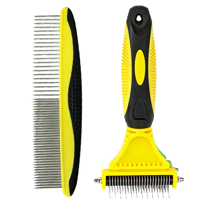 Pet Comb and Grooming Brush Two-Sided Cat Hair Brush Undercoat Rake Comb for Dog Cat Remove Knots Tangles Pet Hair Comb