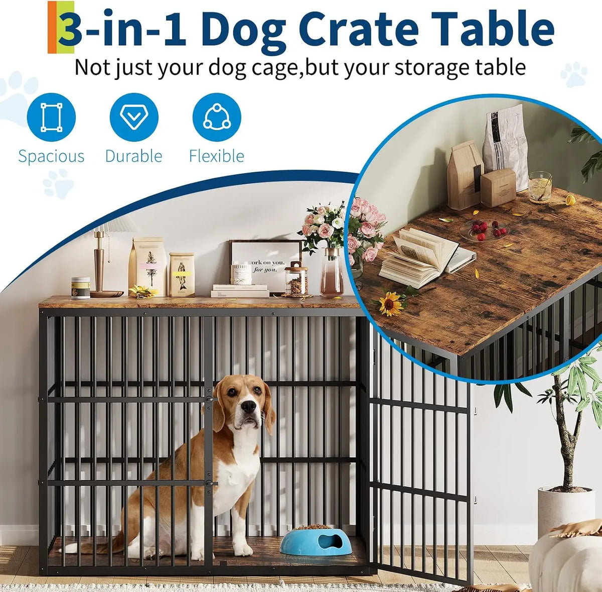 Garvee Heavy Duty Wooden Dog Kennel With Triple Lockable Doors