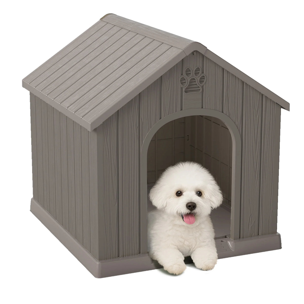 Weather Resistant Plastic Dog House For Outdoor Backyard Patio
