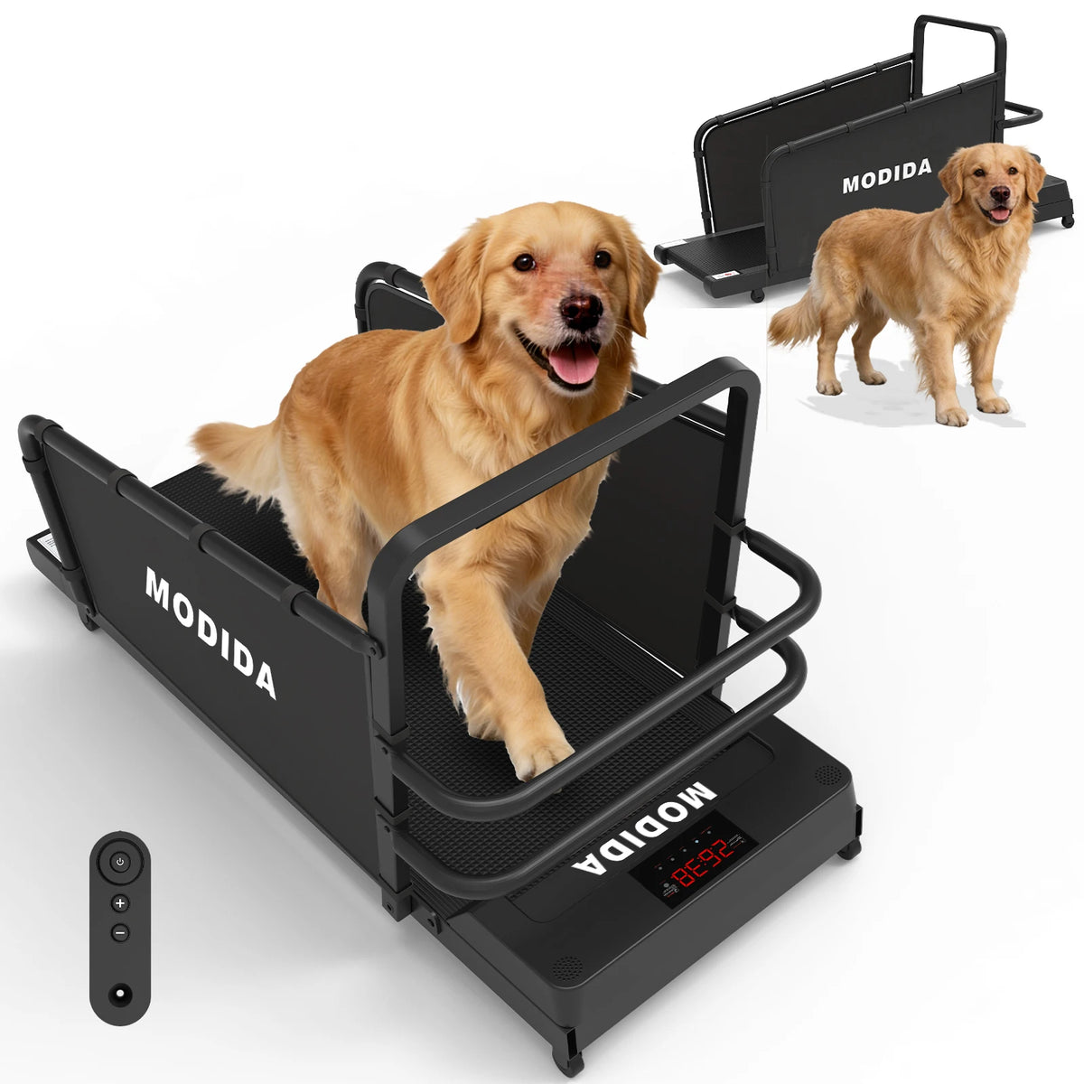 Dog Treadmill for Large Dogs, Adjustable Speed 1-8km/h Pet Running Machine with LED Display, Quiet Indoor Dog Exercise Equipment for Home Training, Track Time Distance Calories Burned