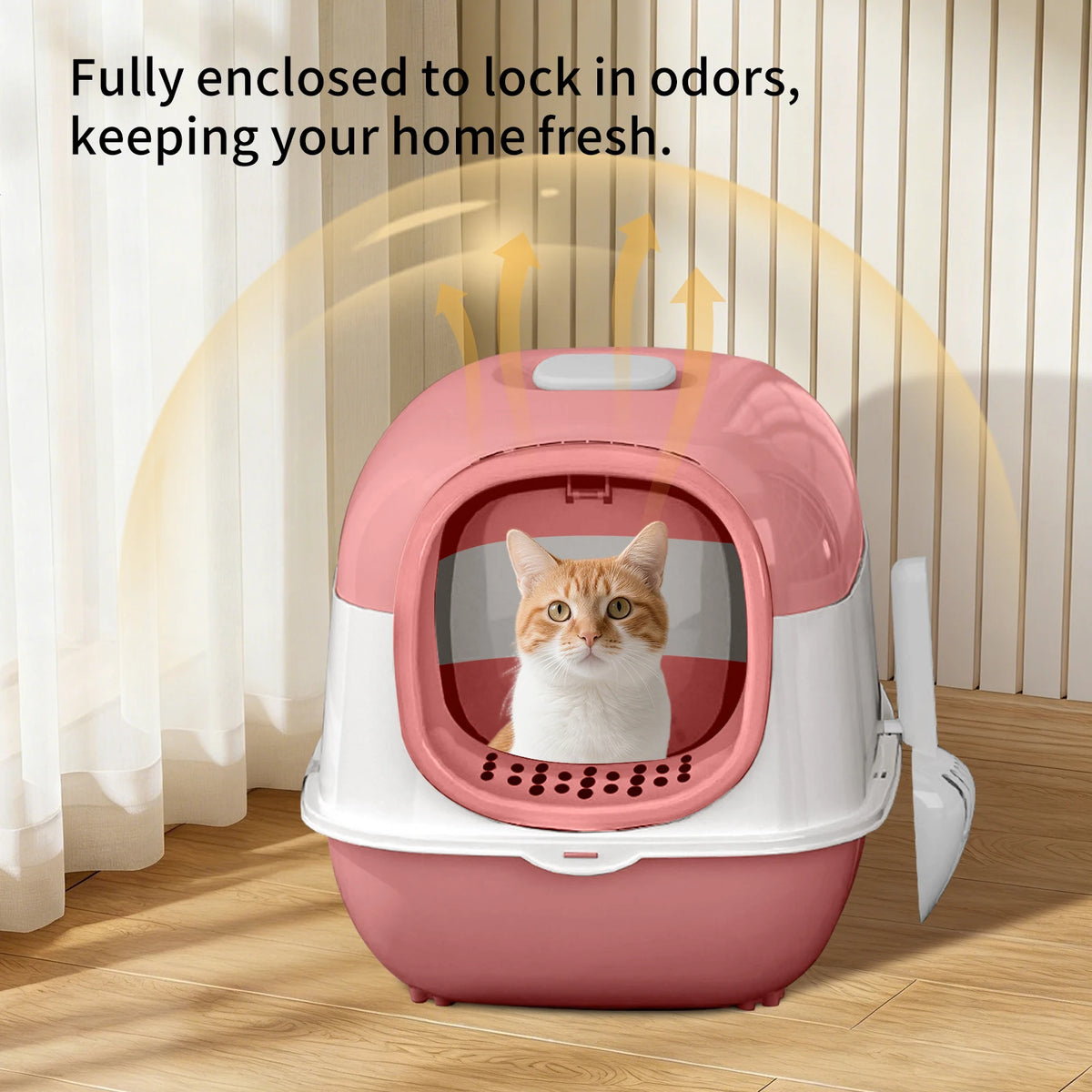 Switchable Open SemiClosed Cat Litter Box Splashproof Baffle For Domestic Cats