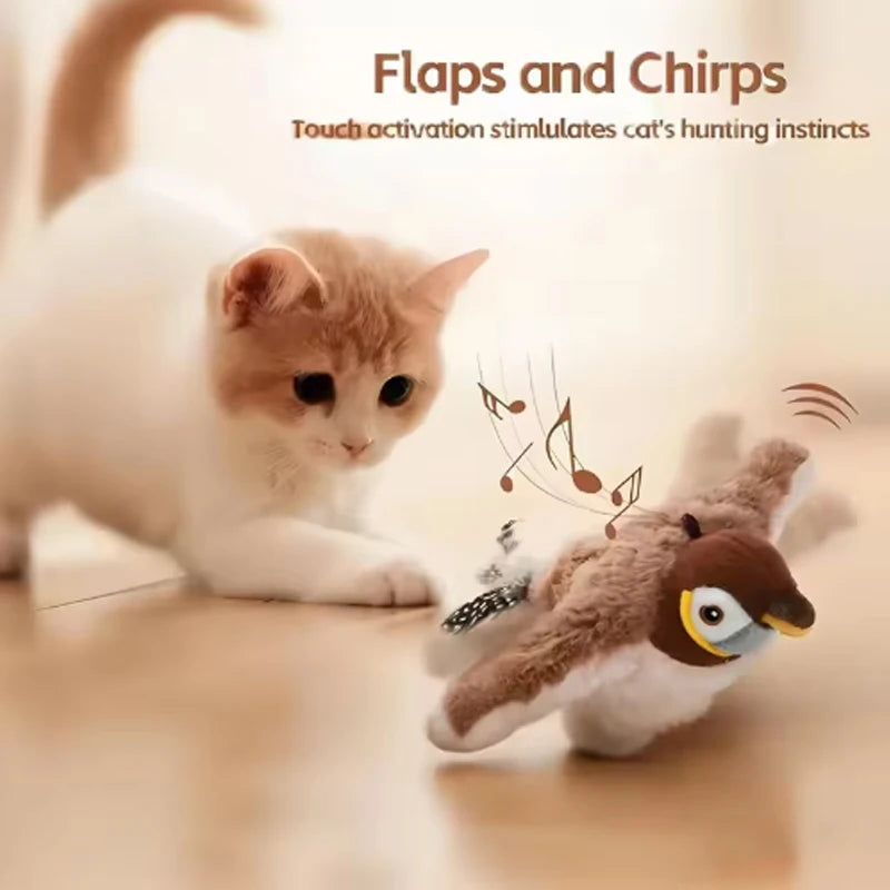 Interactive Flapping Bird Plush Pet Toy For Cats And Dogs